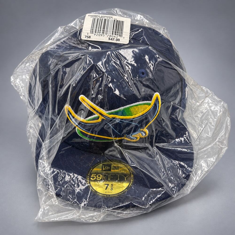 New Era Tampa Bay Devil Rays 59FIFTY Fitted Hat — Navy / Size 7 5/8 (RH-062)